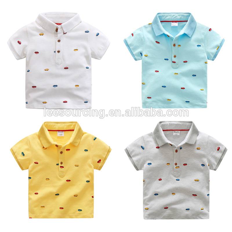 Hot sale car pattern cotton kids polo t-shirt