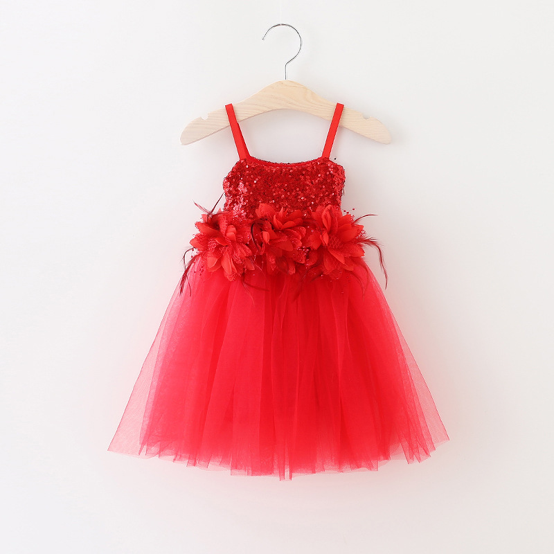 Χονδρικό πούλιες κόκκινη φούστα φορέματα κόμμα κοριτσάκι