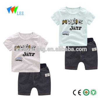 Wholesale 100% cotton summer baby boy clothing set kids clothes set