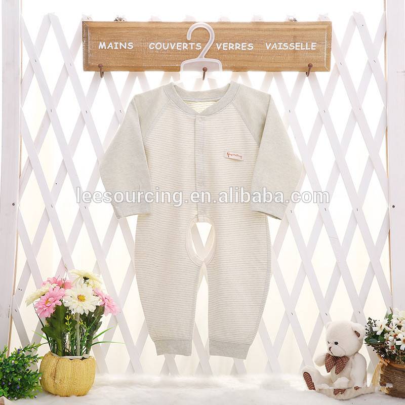 New style long sleeve organic cotton custom baby onesie infant striped layette wholesale