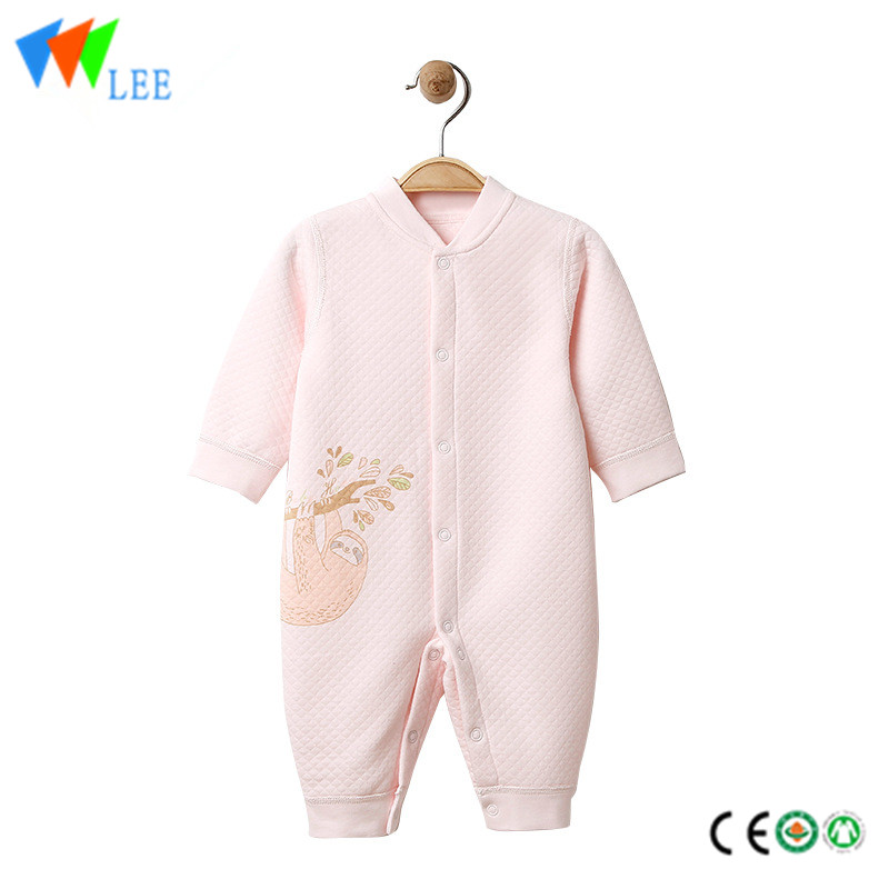 100% cotton pure elastic soft baby long sleeve printing romper