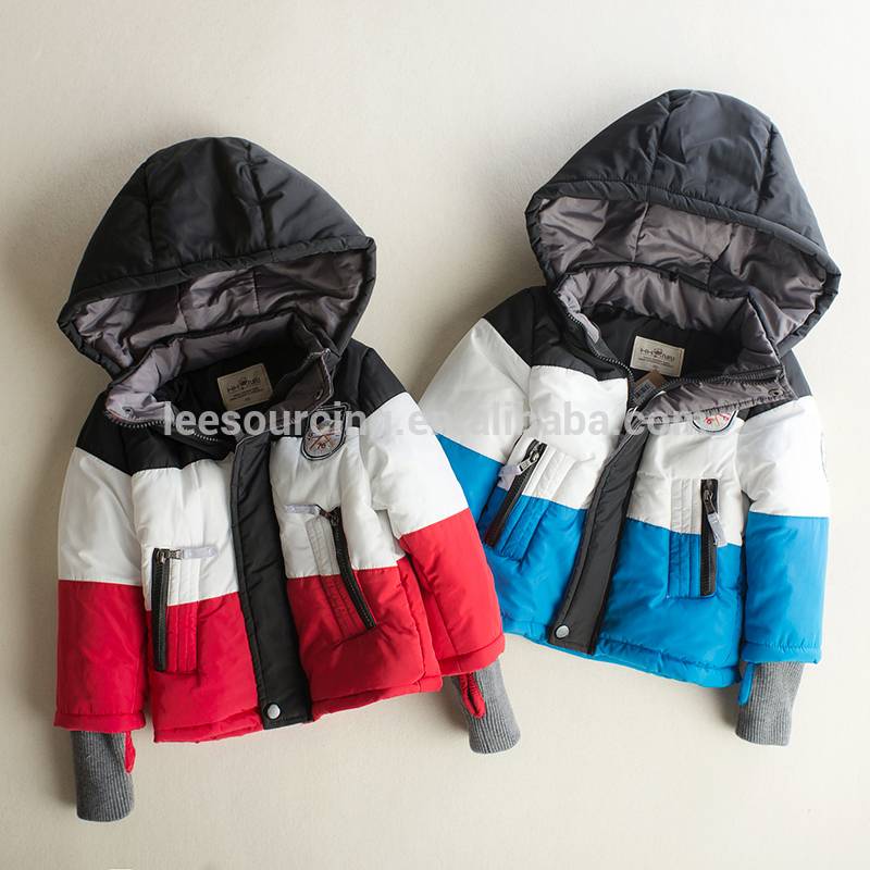 3 couleurs mélangées enfants veste vers le bas pour le bébé manteau d'hiver