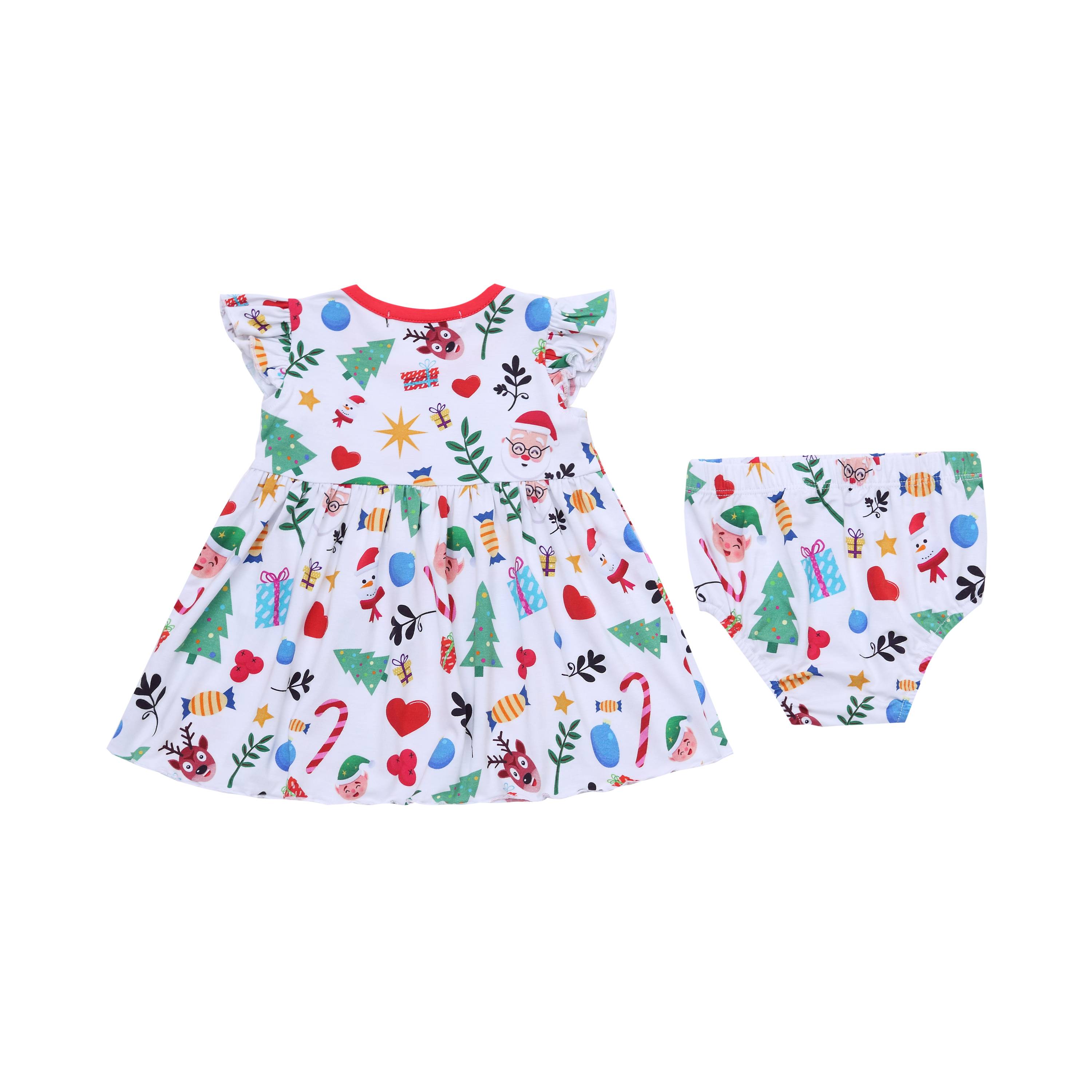 Wholesale baby bamboo fiber clothes romper bodysuit with digital printing Christmas holiday
