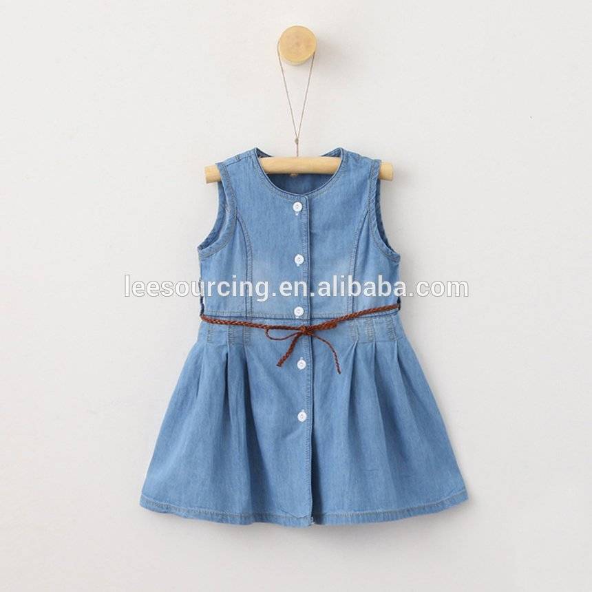 Low price for Kids Cotton Short - Casual style simple design belt denim children girls dress – LeeSourcing