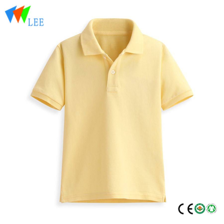 kids boys casual polo shirts wholesale short sleeve lapel bead cotton pure-color