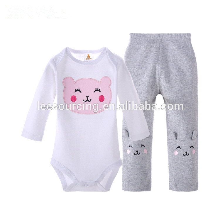 Baby clothing baby girl clothes baby romper and long pants 100% cotton clothing set