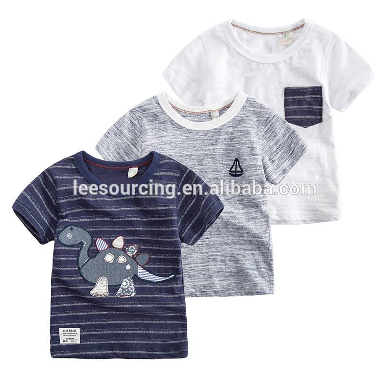 High quality kids clothes baby cotton custom printing t shirt design boy kids striped t shirts