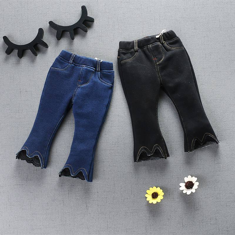Hottest novi modni stil teksas dizajn Jeans čipke talasati beba šalvare