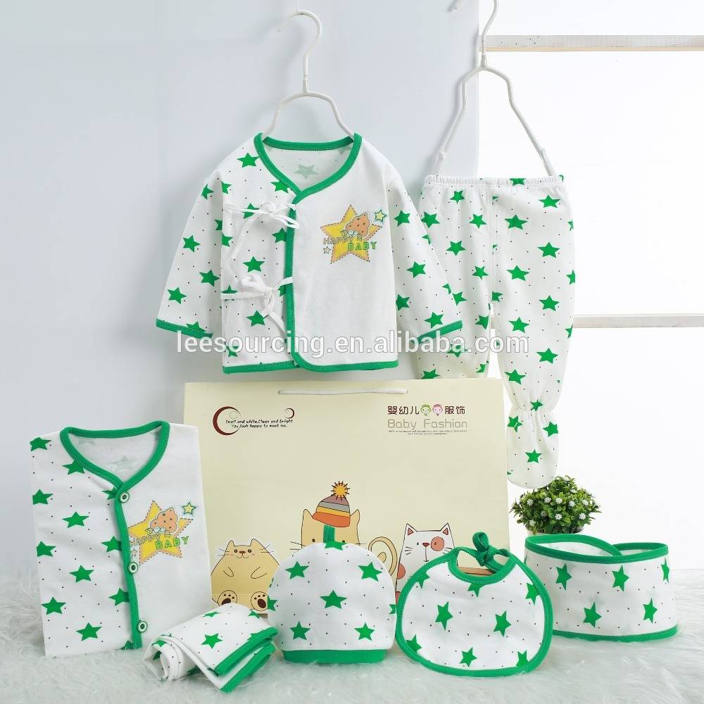 Long sleeve cotton soft star pattern cheap newborn baby clothing set