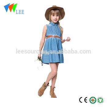 Summer High Quality Printed Blue Jean Children Kids Girl Dress Wholesale