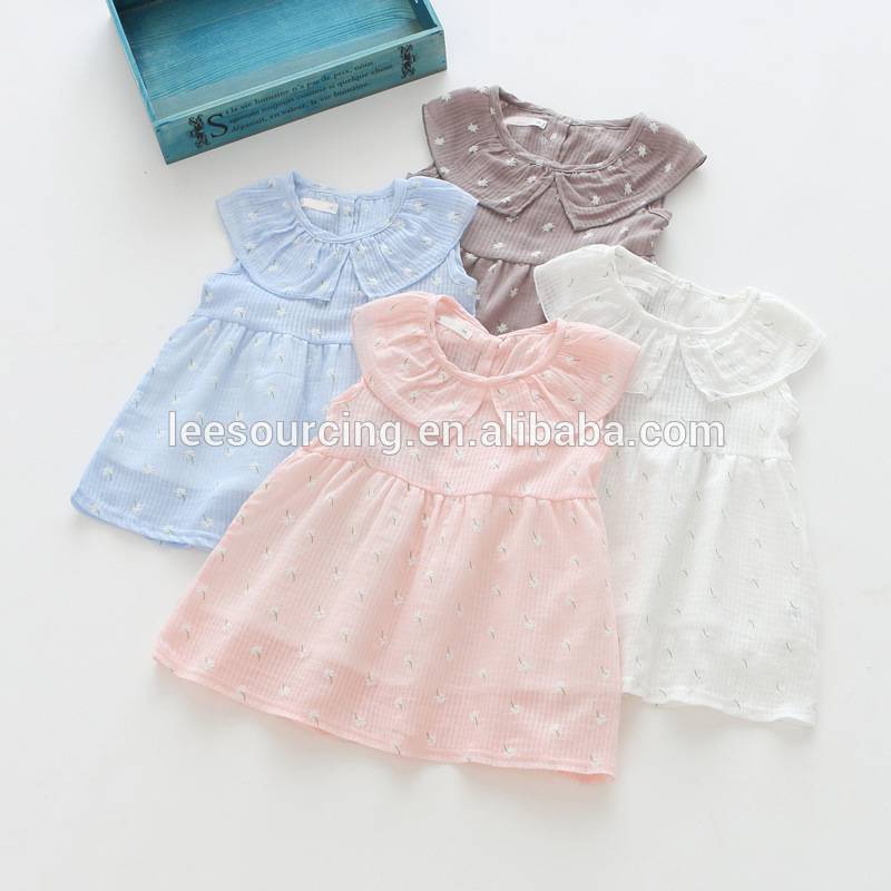 Wholesale summer doll collar sleeveless children girl cotton dress