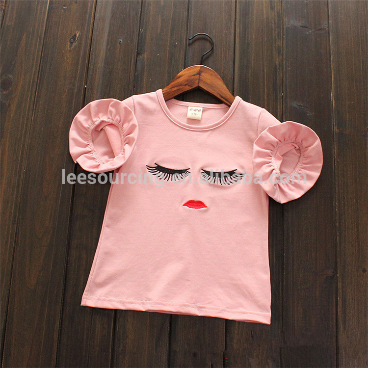 Summer 100% Cotton Eyelash Toddler T Shirt Ruffle Baby Girls Tops