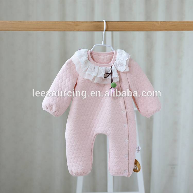 Sweet style lace high quality cotton baby autumn playsuit