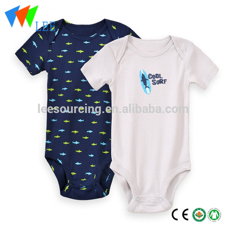 Short sleeve newborn wear printed cotton infant romper 2 pcs set baby body suit
