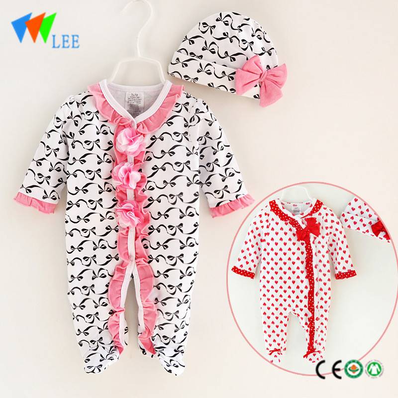 Wholesale Cheap Cotton Panties - baby clothes cotton long sleeve with leg soft ruffle christmas toddler rompers custom print with hat – LeeSourcing