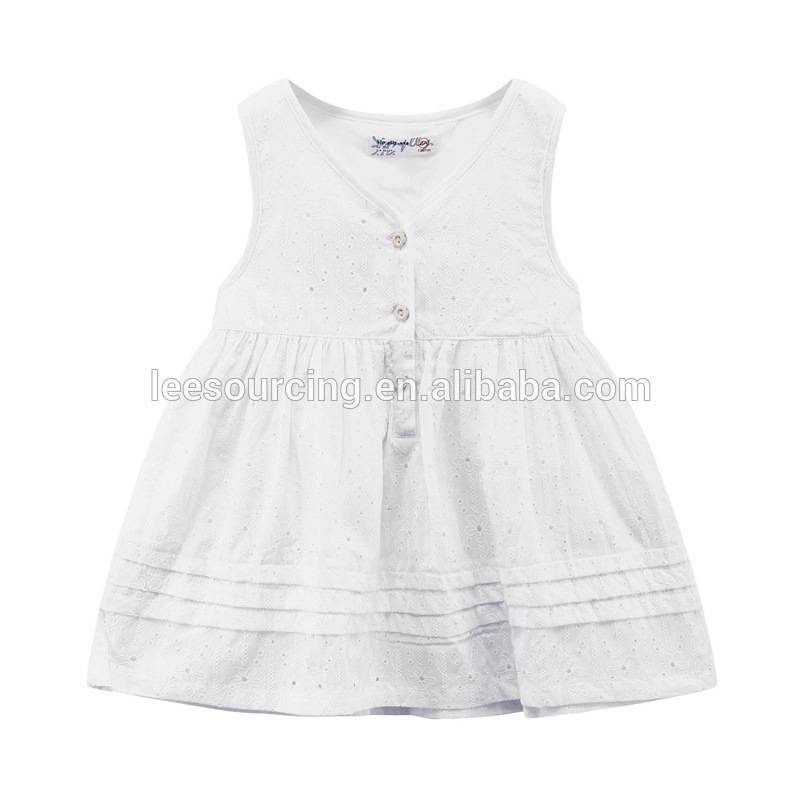 Fashion design small girl dress cotton baby girls sleeveless casual dresses