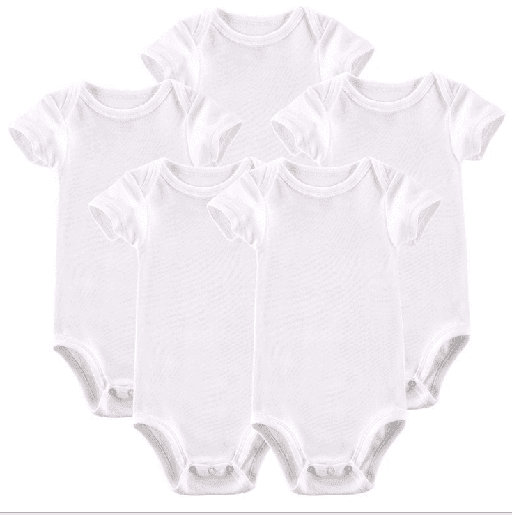 white short sleeve cotton plain baby rompers.png