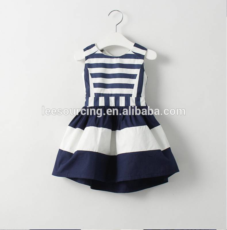 New girls sleeveless navy style tutu dress stripe baby girl dress clothes