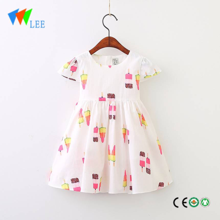 summer short sleeve baby girls children latest fashion prints dress designs