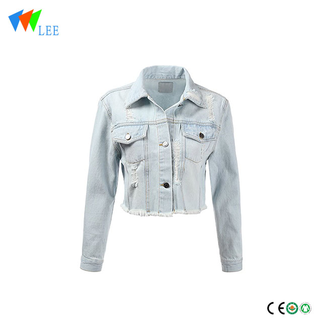 customized color 100% cotton lady denim jacket