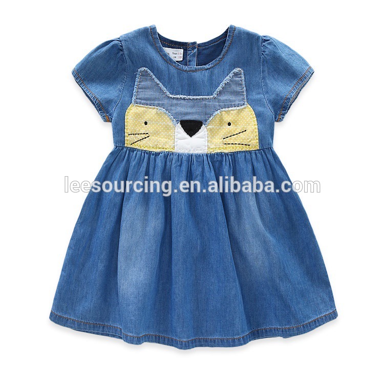 Hot selling short sleeve denim baby girl dress