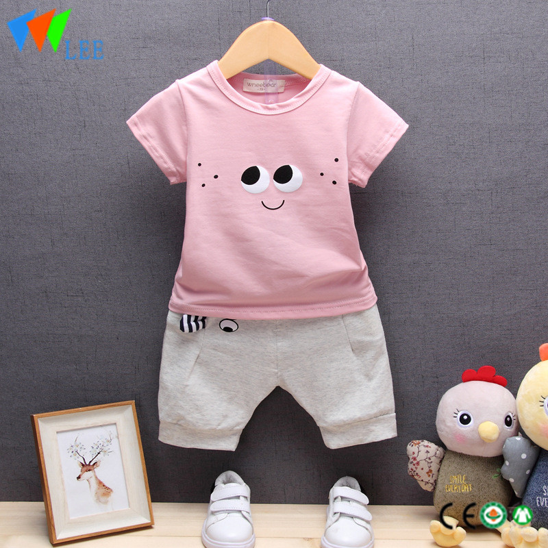 100%cotton baby boy clothes set short sleeve and shorts smail bear