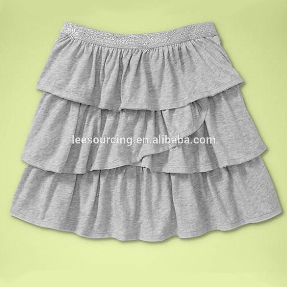 Beautiful fashion grey cotton short baby girls dotty tiered flippy skirts