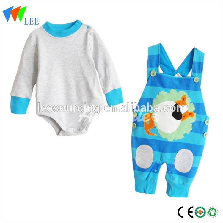 Baby 2 piece overall set playsuit with long sleeve children trousers cotton boys and girls pants