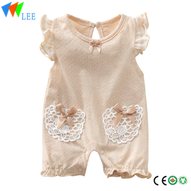 New style 100% cotton O/neck baby romper high quality with ruffers