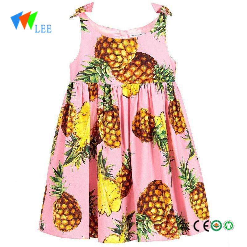 夏の女の子果実の長いドレスシャツデザイナーワンピースショートドレスを印刷します