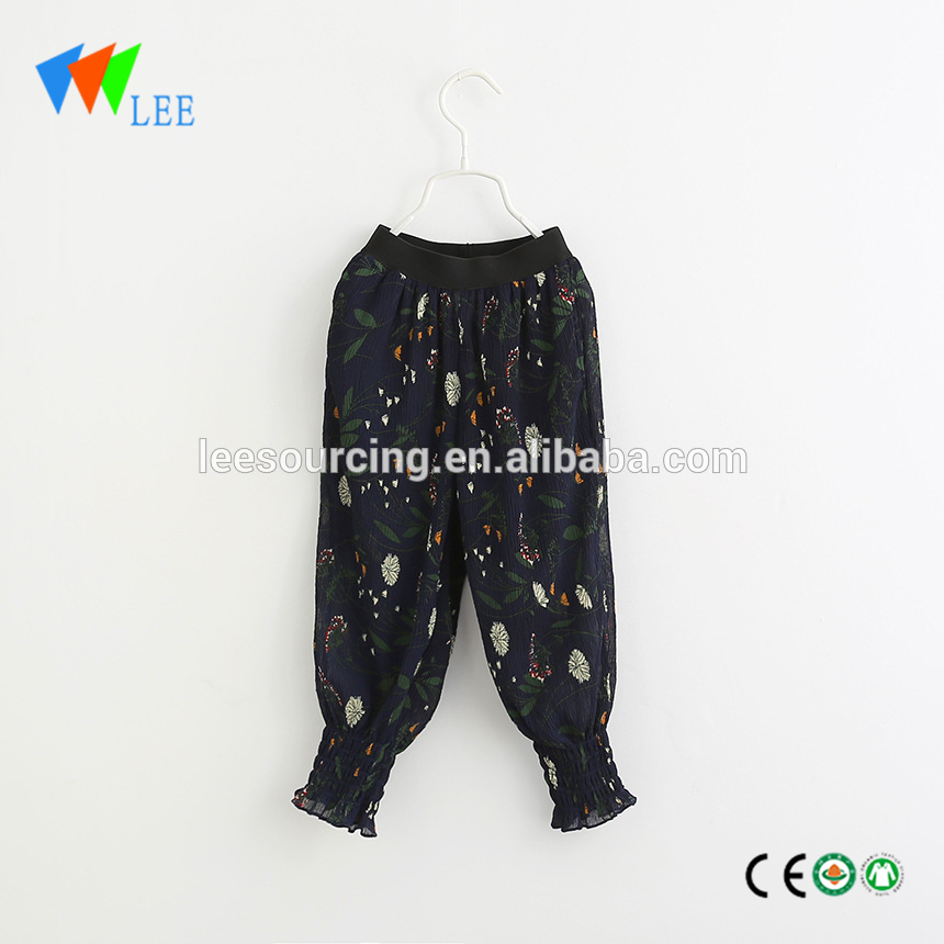 Girls chiffon floral style bloomers children pant alettes trousers