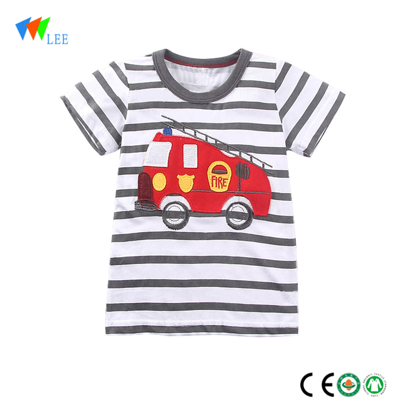 china manufacture children new fashion stripe cartoon short sleeve polyester wholesale cotton kids t-shirt