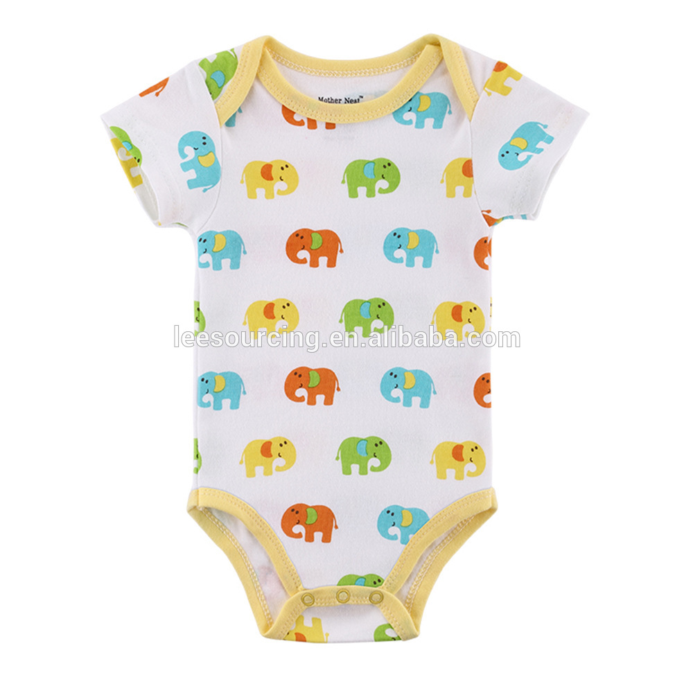OEM Baby Romper, elephant Printing Short Sleeve Romper,Summer Toddlers Romper