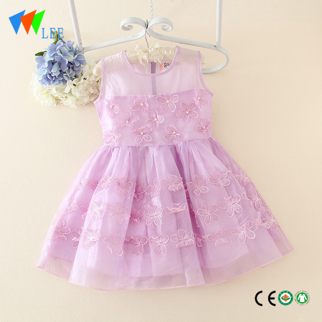 Big Discount Christmas Baby Clothes - summer flower girls lace ruffle four colour high quality baby wedding dress – LeeSourcing
