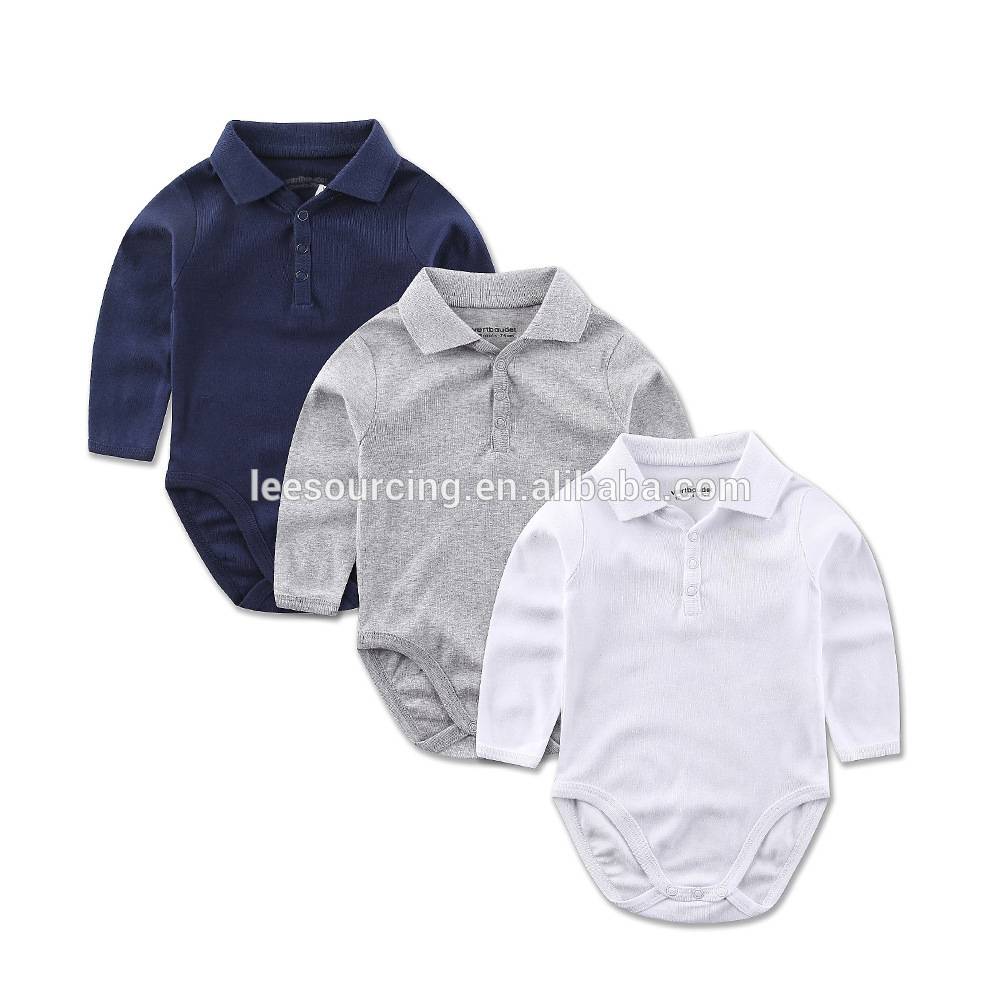 High quality long sleeve cotton polo collar baby kids cotton bodysuit