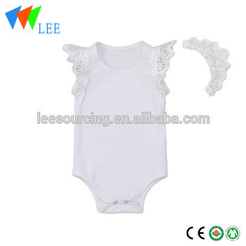 Fashion newborn baby clothes girls boutique clothing with headband flutter sleeve baby romper