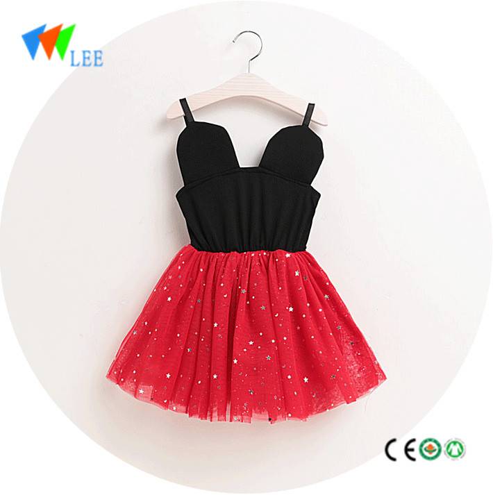 Manufacturing Companies for Girls Short Tops - baby girls cotton black vest bling bling children outfit ruffle red dress – LeeSourcing