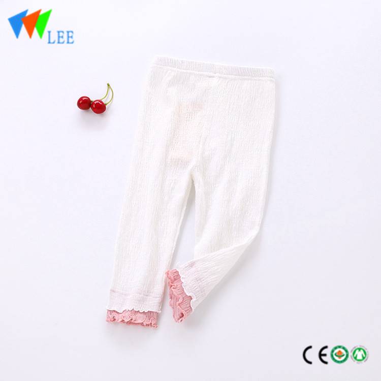 100% cottonbaby girl leggings wholesale pure-color with lace