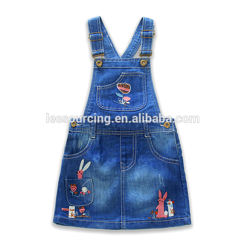 Wholesale embroidery summer girls kids denim dress