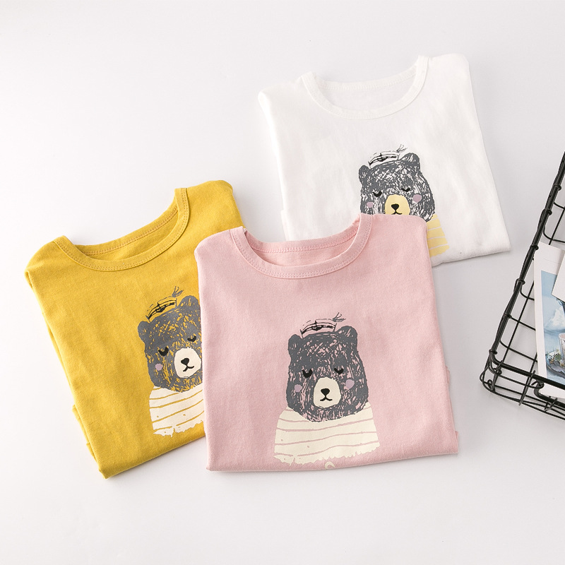 2017 new design kids cartoon wholesale children long custom t shirt