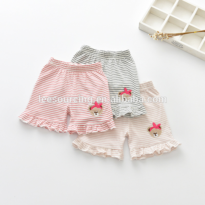 Wholesale striped ruffle shorts for little girls