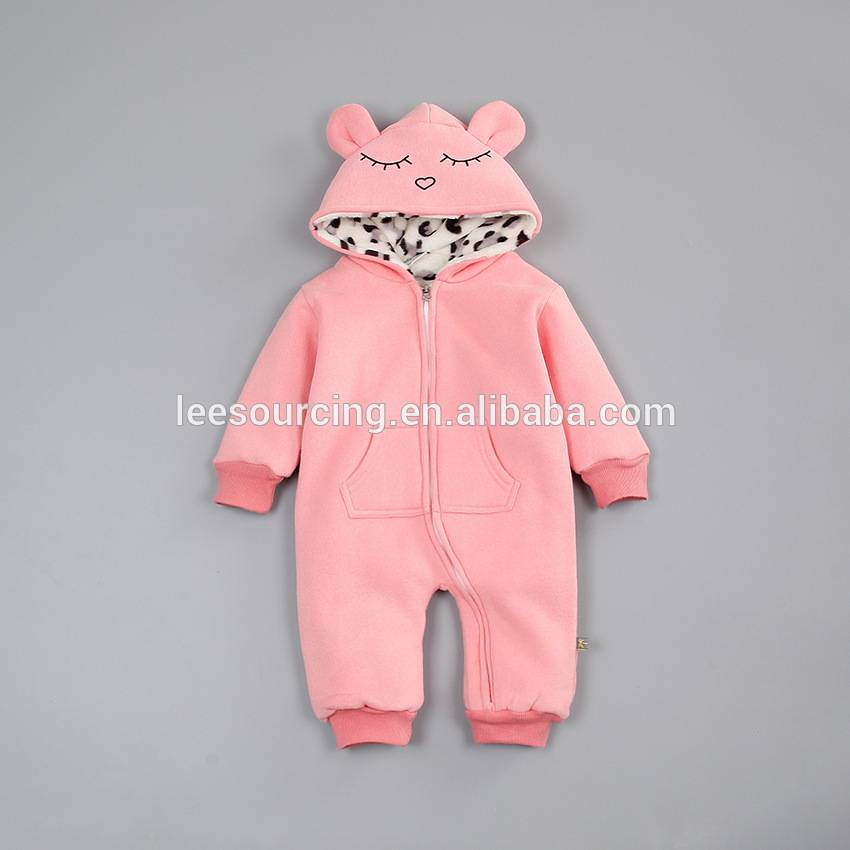 OEM China Born Baby Set - Winter style fleece with hood soft baby zip romper – LeeSourcing