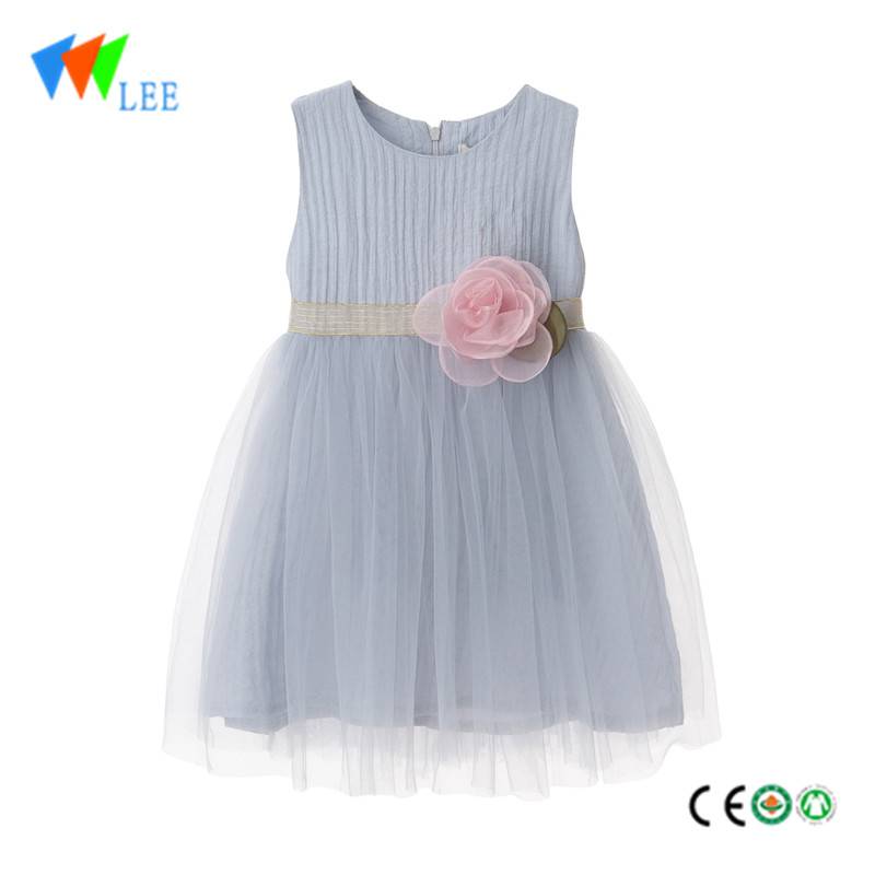 summer girls child short sleeve chiffon long party dress kids with rose flower designer dress