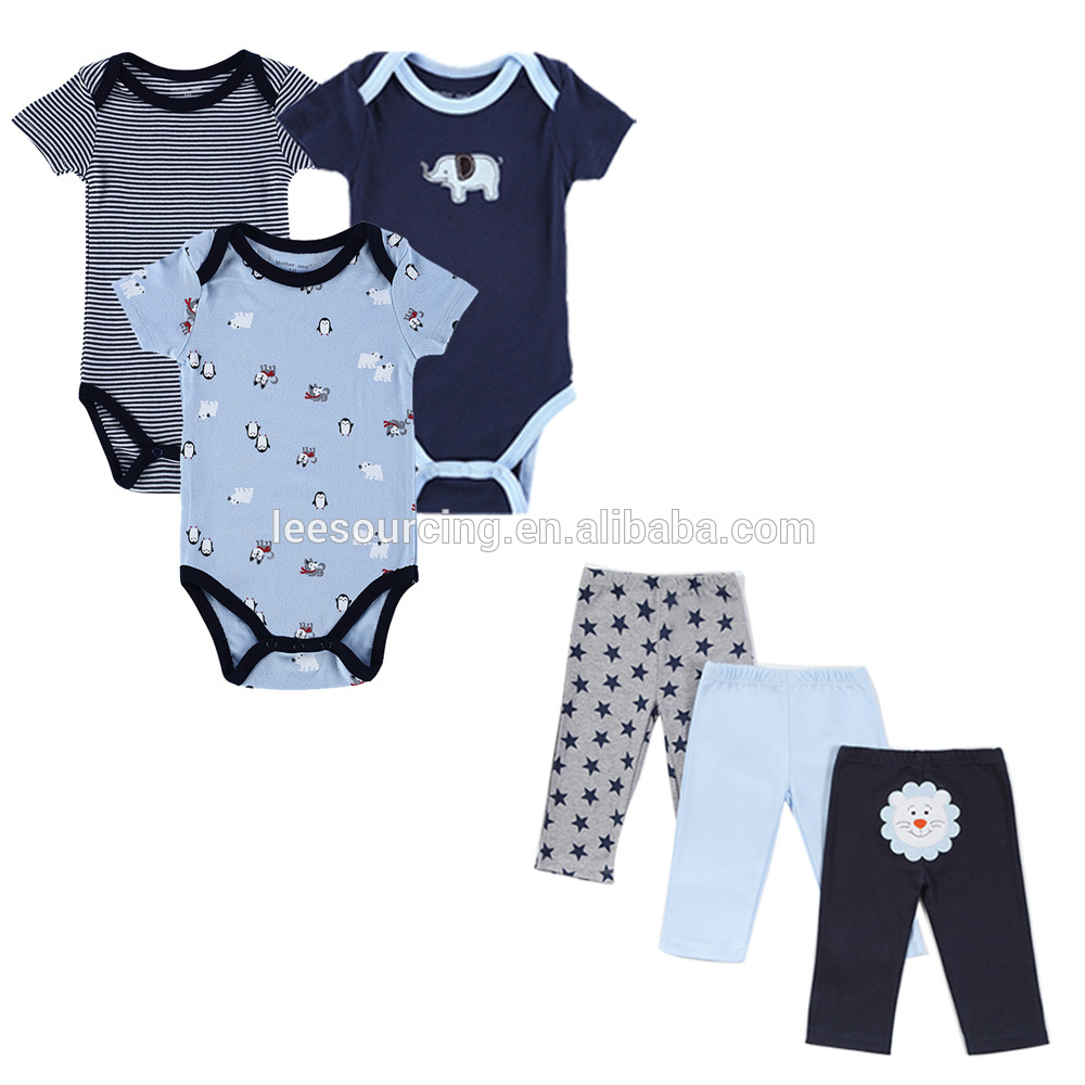 wholesale spring baby cartoon jumpsuit infant romper and pants set kids clothes set bodysuit