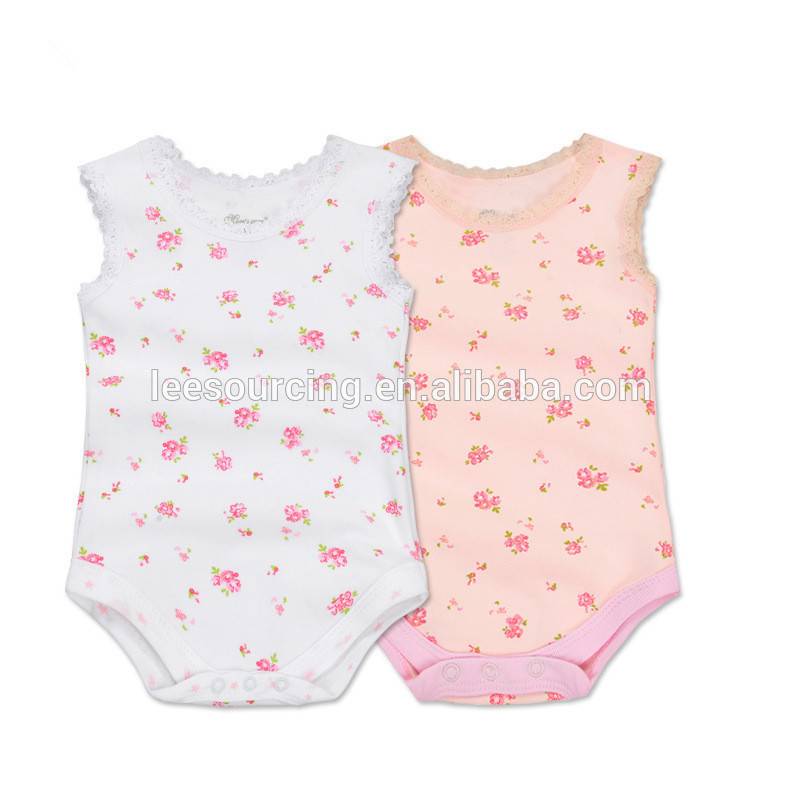 Hot selling soft cotton baby girl floral favorite ribbed tank bodysuit