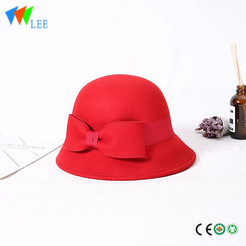 Wholesale Price Baby Clothes Set Summer - new style winter fashion wool fedora hats women dome Woollen cloth bow-tie – LeeSourcing