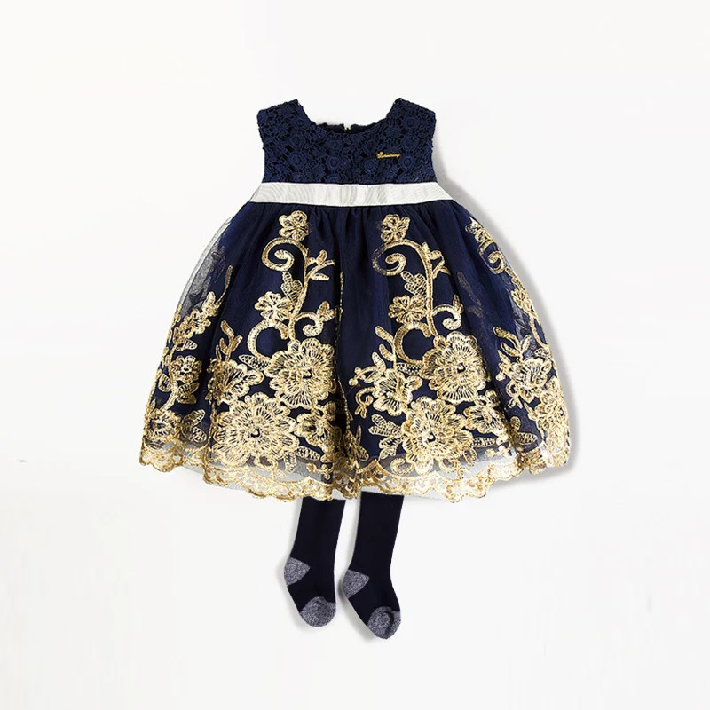 Baby Clothes Wholesale Elegant High Quality Lace Kids Puffy Party Dress