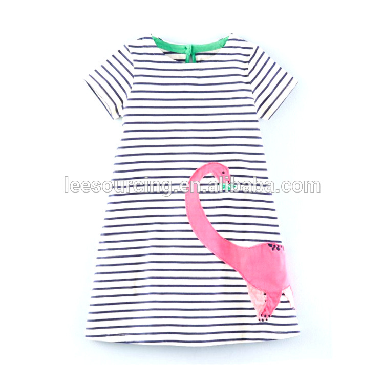 High quality stripe short sleeve kids dress wholesale children latest dress style