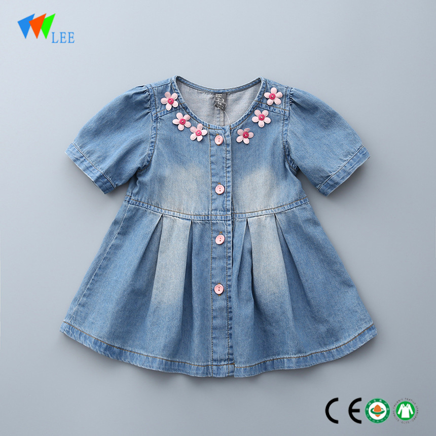 بيع الأطفال الساخنة نموذج جميل فستان مع زهرة بالجملة أحدث التصاميم اللباس الأطفال