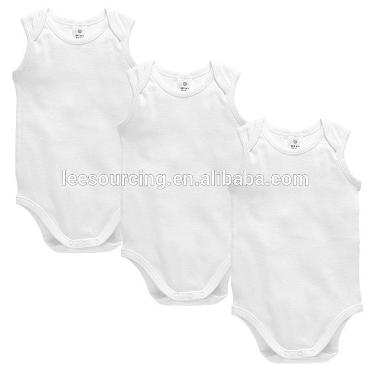 High quality sleeveless blank white cotton baby romper bodysuit